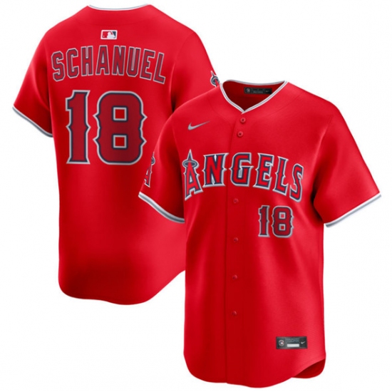 Men's Los Angeles Angels #18 Nolan Schanuel Red Alternate Limited Stitched Baseball Jersey