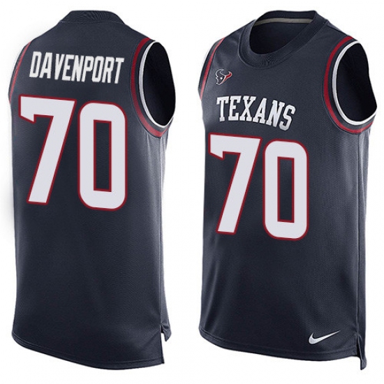 Men's Nike Houston Texans #70 Julien Davenport Limited Navy Blue Player Name & Number Tank Top NFL Jersey - Ujersey