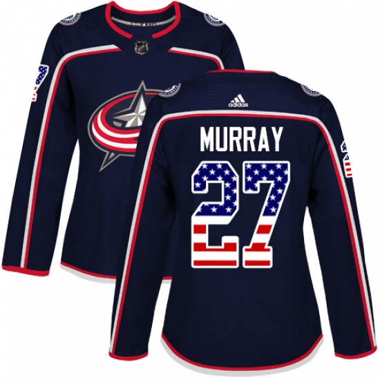 Women's Adidas Columbus Blue Jackets #27 Ryan Murray Authentic Navy Blue USA Flag Fashion NHL Jersey - Ujersey