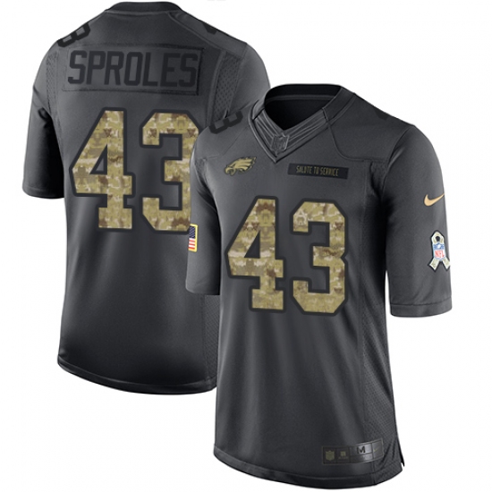 Youth Nike Philadelphia Eagles #43 Darren Sproles Limited Black 2016 Salute to Service NFL Jersey - Ujersey