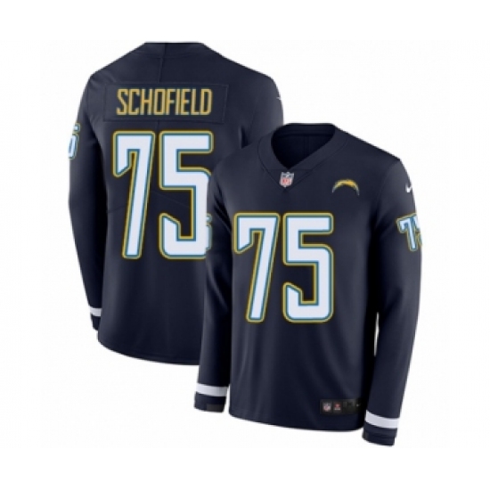Youth Nike Los Angeles Chargers #75 Michael Schofield Limited Navy Blue Therma Long Sleeve NFL Jersey - Ujersey