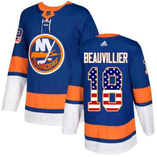 Men's Adidas New York Islanders #18 Anthony Beauvillier Authentic Royal Blue USA Flag Fashion NHL Jersey - Ujersey