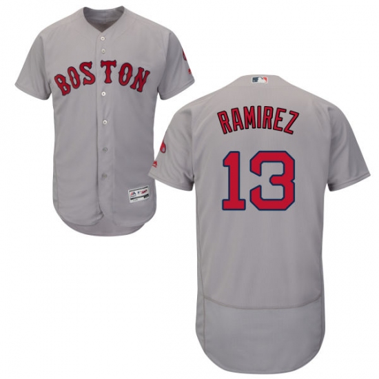 Men's Majestic Boston Red Sox #13 Hanley Ramirez Grey Road Flex Base Authentic Collection MLB Jersey - Ujersey