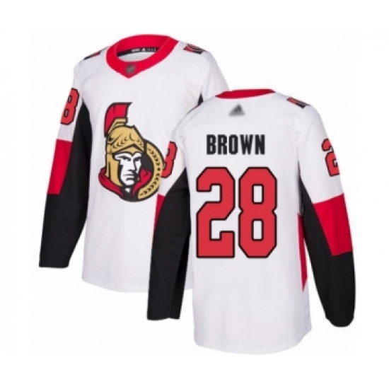 Men's Ottawa Senators #28 Connor Brown Authentic White Away Hockey Jersey - Ujersey