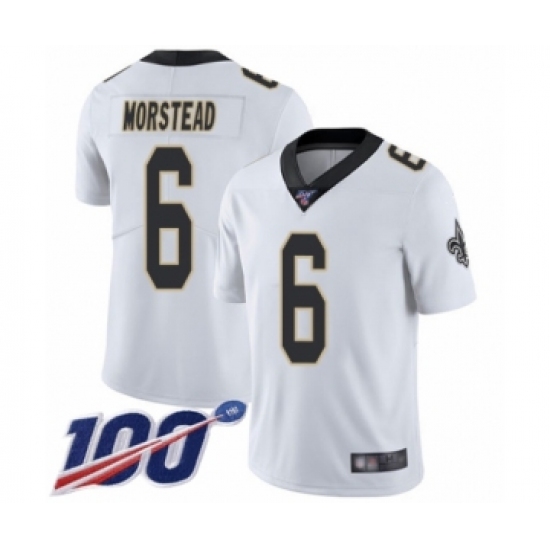Men's New Orleans Saints #6 Thomas Morstead White Vapor Untouchable Limited Player 100th Season Football Jersey - Ujersey