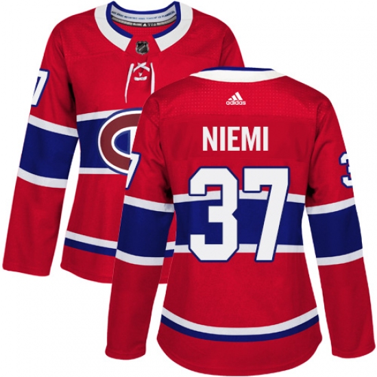 Women's Adidas Montreal Canadiens #37 Antti Niemi Premier Red Home NHL Jersey - Ujersey