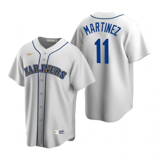 Men's Nike Seattle Mariners #11 Edgar Martinez White Cooperstown Collection Home Stitched Baseball Jersey - Ujersey