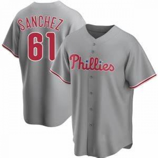 Men's Philadelphia Phillies #61 Cristopher Sanchez Gray Cool Base Stitched Jersey - Ujersey