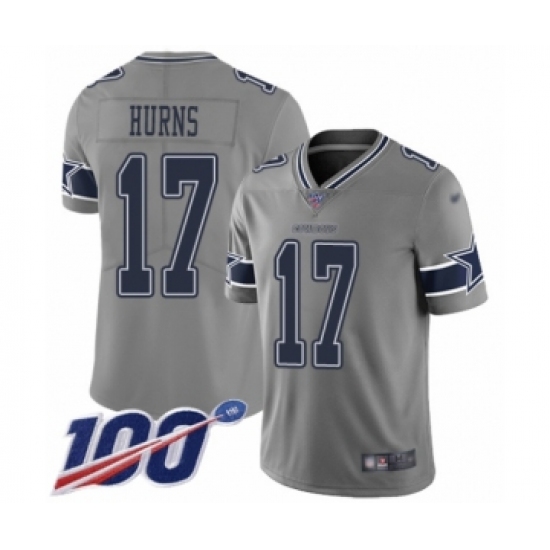 Men's Dallas Cowboys #17 Allen Hurns Limited Gray Inverted Legend 100th Season Football Jersey - Ujersey