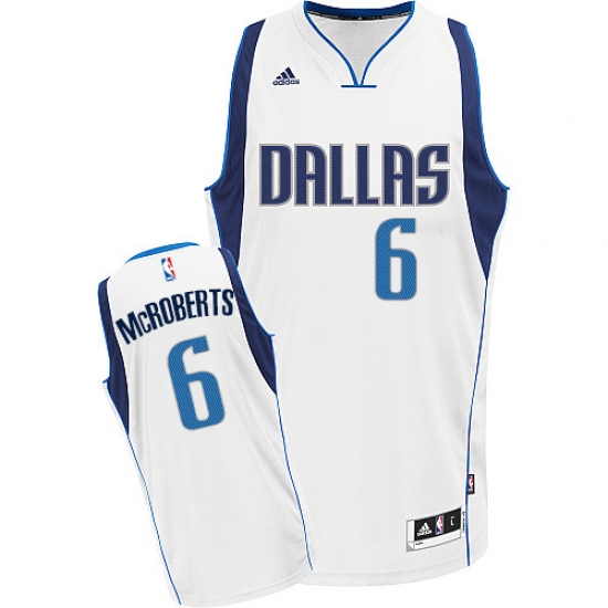 Men's Adidas Dallas Mavericks #6 Josh McRoberts Swingman White Home NBA Jersey - Ujersey
