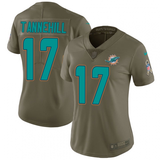 Women's Nike Miami Dolphins #17 Ryan Tannehill Limited Olive 2017 Salute to Service NFL Jersey - Ujersey