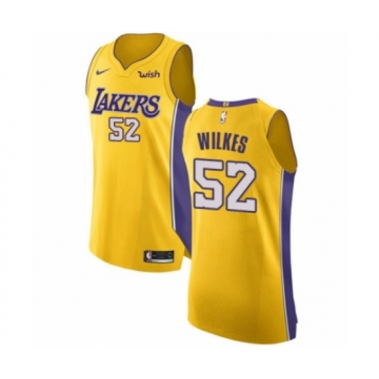 Men's Los Angeles Lakers #52 Jamaal Wilkes Authentic Gold Home Basketball Jersey - Icon Edition - Ujersey