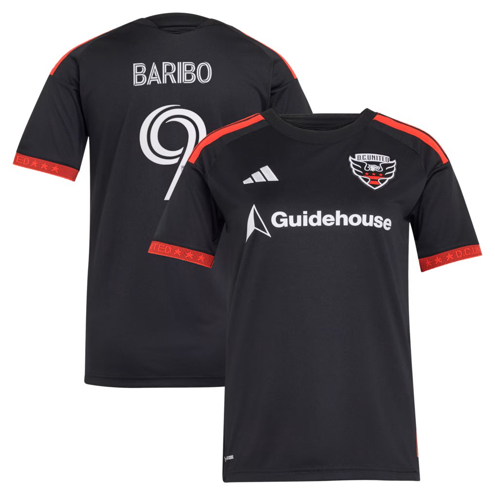 Women's D.C. United Tai Baribo adidas Black 2026 Black-and-Red Kit Replica Jersey - Ujersey NHL