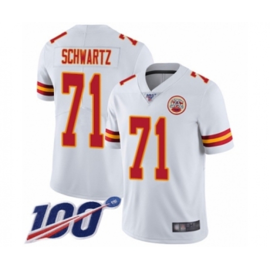 Men's Kansas City Chiefs #71 Mitchell Schwartz White Vapor Untouchable Limited Player 100th Season Football Jersey - Ujersey