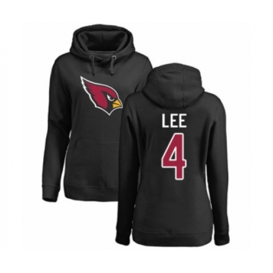 Football Women's Arizona Cardinals #4 Andy Lee Black Name & Number Logo Pullover Hoodie - Ujersey