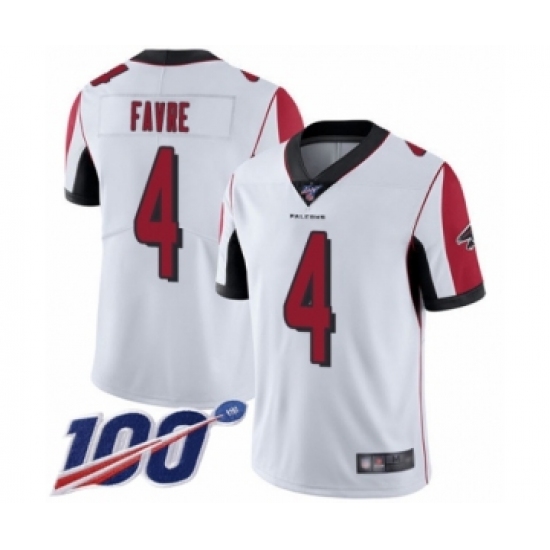 Men's Atlanta Falcons #4 Brett Favre White Vapor Untouchable Limited Player 100th Season Football Jersey - Ujersey
