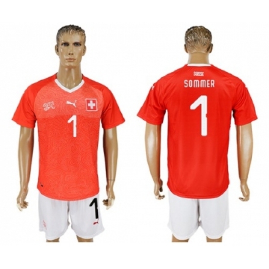 Switzerland #1 Sommer Red Home Soccer Country Jersey