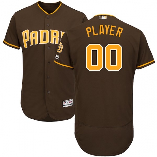 Men's San Diego Padres Majestic Brown Alternate Flex Base Authentic Collection Custom Jersey - Ujersey