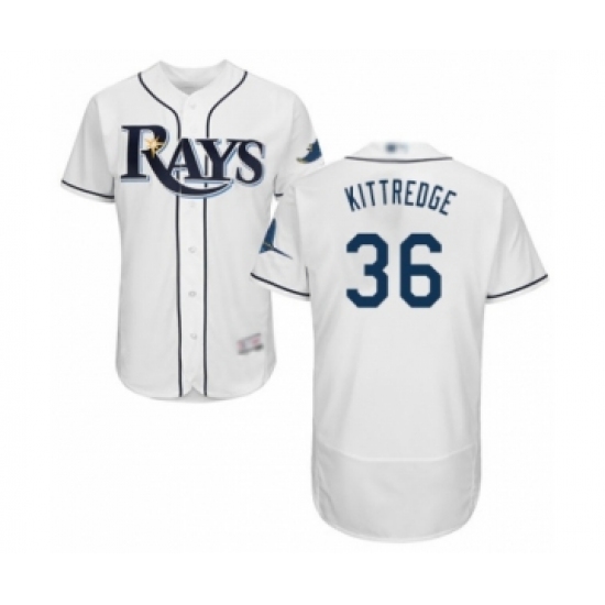 Men's Tampa Bay Rays #36 Andrew Kittredge Home White Home Flex Base Authentic Collection Baseball Player Jersey - Ujersey