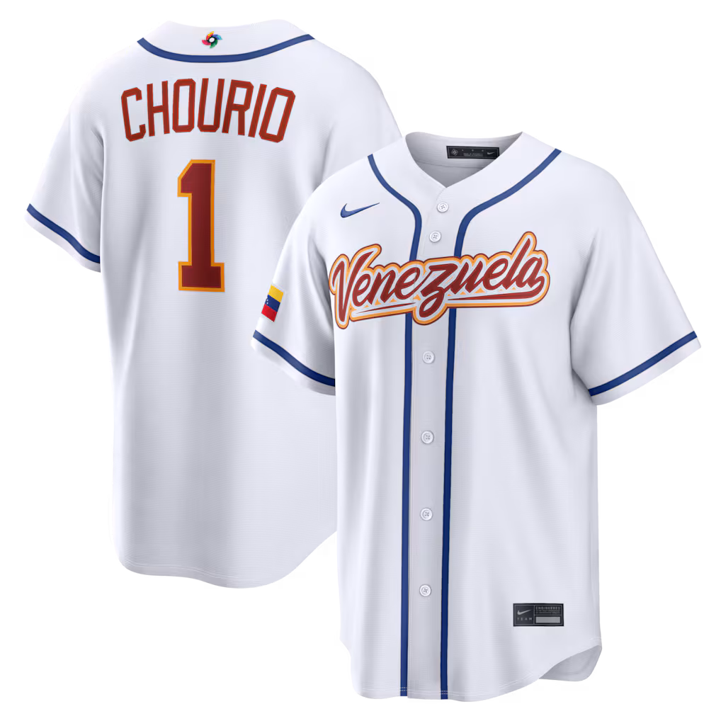 Men's Venezuela Baseball Jackson Chourio Nike White 2026 World Baseball Classic Home Stadium Jersey - Ujersey