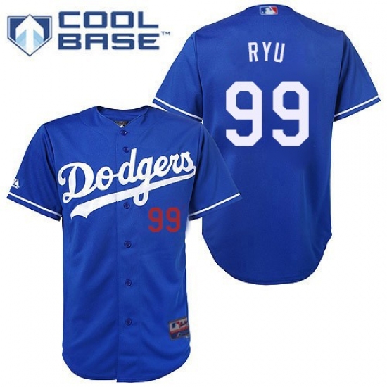 Men's Majestic Los Angeles Dodgers #99 Hyun-Jin Ryu Authentic Royal Blue Cool Base MLB Jersey - Ujersey