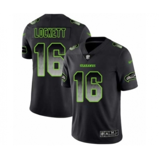 Men's Seattle Seahawks #16 Tyler Lockett Limited Black Smoke Fashion Football Jersey - Ujersey