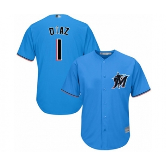 Youth Miami Marlins #1 Isan Diaz Authentic Blue Alternate 1 Cool Base Baseball Player Jersey