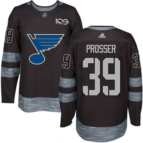 Men's Adidas St. Louis Blues #39 Nate Prosser Authentic Black 1917-2017 100th Anniversary NHL Jersey