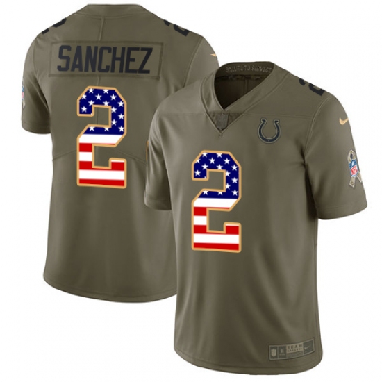 Men's Nike Indianapolis Colts #2 Rigoberto Sanchez Limited Olive/USA Flag 2017 Salute to Service NFL Jersey - Ujersey