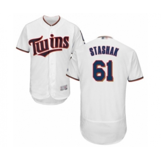 Men's Minnesota Twins #61 Cody Stashak White Home Flex Base Authentic Collection Baseball Player Jersey - Ujersey