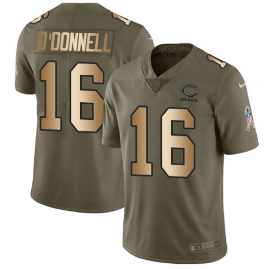 Youth Nike Chicago Bears #16 Pat O'Donnell Limited Olive/Gold Salute to Service NFL Jersey - Ujersey