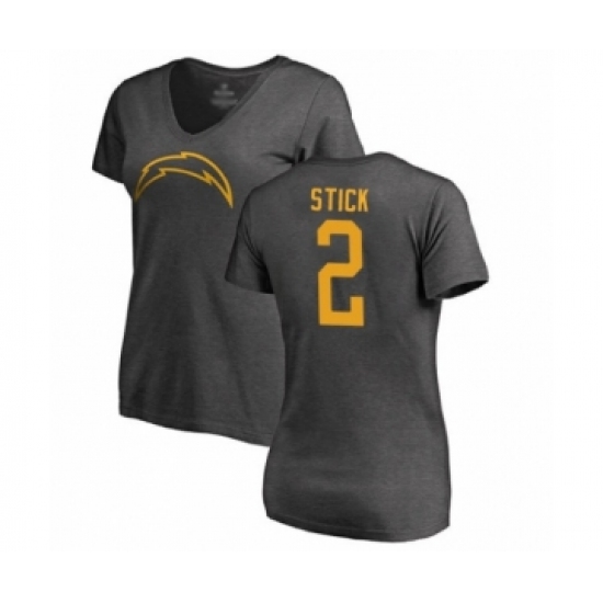 Football Women's Los Angeles Chargers #2 Easton Stick Ash One Color T-Shirt
