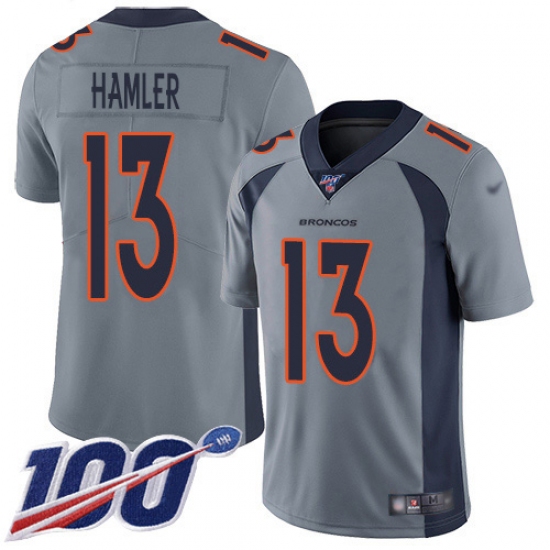 Youth Denver Broncos #13 KJ Hamler Gray Stitched Limited Inverted Legend 100th Season Jersey - Ujersey