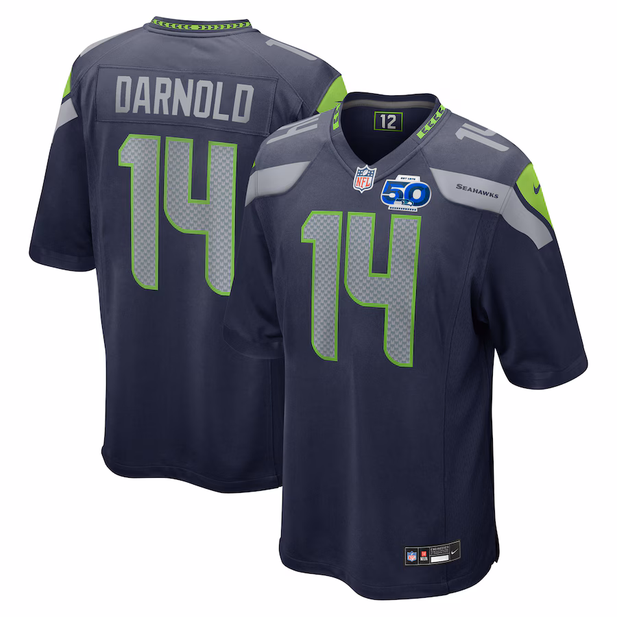 Men's Seattle Seahawks Sam Darnold Nike College Navy Team 50th Season Game Jersey - Ujersey
