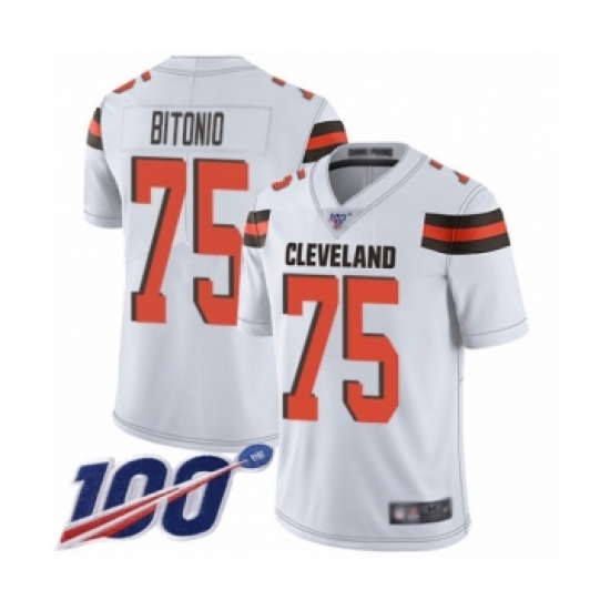 Men's Cleveland Browns #75 Joel Bitonio White Vapor Untouchable Limited Player 100th Season Football Jersey - Ujersey