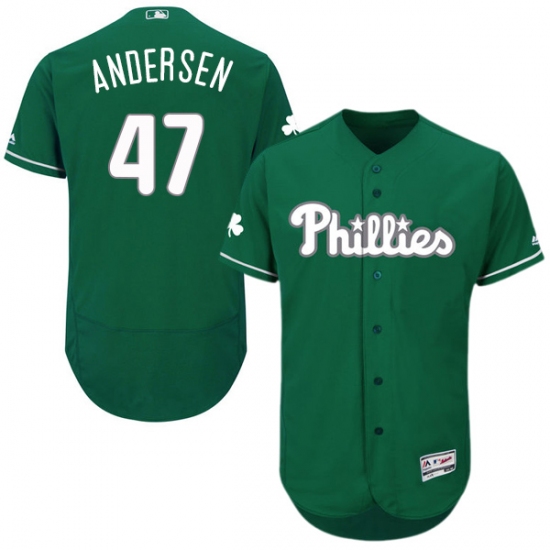 Men's Majestic Philadelphia Phillies #47 Larry Andersen Green Celtic Flexbase Authentic Collection MLB Jersey - Ujersey