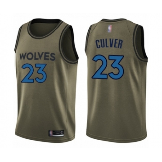 Men's Minnesota Timberwolves #23 Jarrett Culver Swingman Green Salute to Service Basketball Jersey - Ujersey