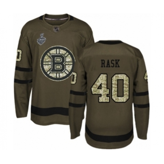 Youth Boston Bruins #40 Tuukka Rask Authentic Green Salute to Service 2019 Stanley Cup Final Bound Hockey Jersey - Ujersey