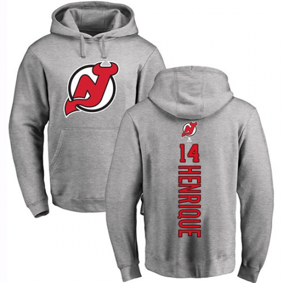 NHL Adidas New Jersey Devils #14 Adam Henrique Ash Backer Pullover Hoodie - ujerseystore