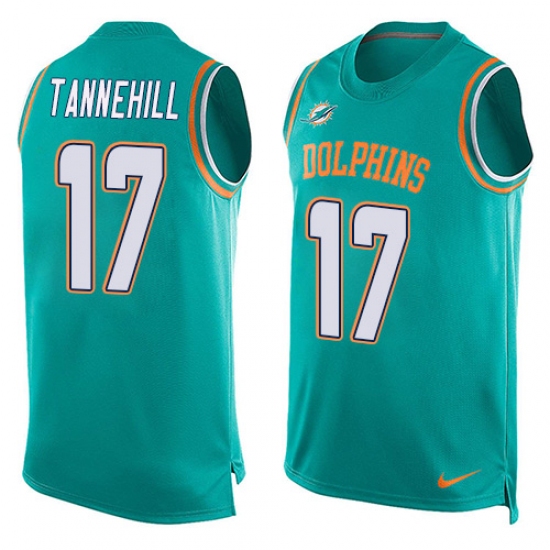 Men's Nike Miami Dolphins #17 Ryan Tannehill Limited Aqua Green Player Name & Number Tank Top NFL Jersey - Ujersey