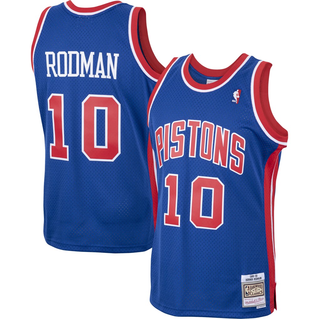 Men's Detroit Pistons Dennis Rodman Mitchell & Ness Royal 1988/89 Hardwood Classics Swingman Jersey - Ujersey Shop