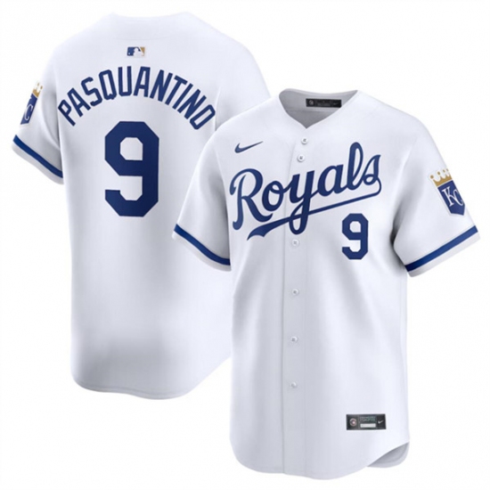 Men's Kansas City Royals #9 Vinnie Pasquantino White 2024 Home Limited Stitched Baseball Jersey - Ujersey