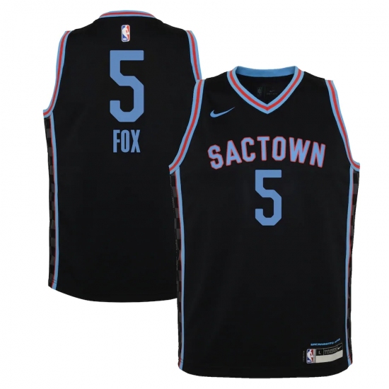 Youth Sacramento Kings #5 De'Aaron Fox Nike Black 2020-21 Swingman Jersey - Ujersey