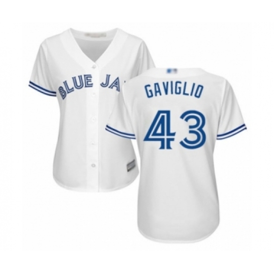 Women's Toronto Blue Jays #43 Sam Gaviglio Authentic White Home Baseball Player Jersey - Ujersey