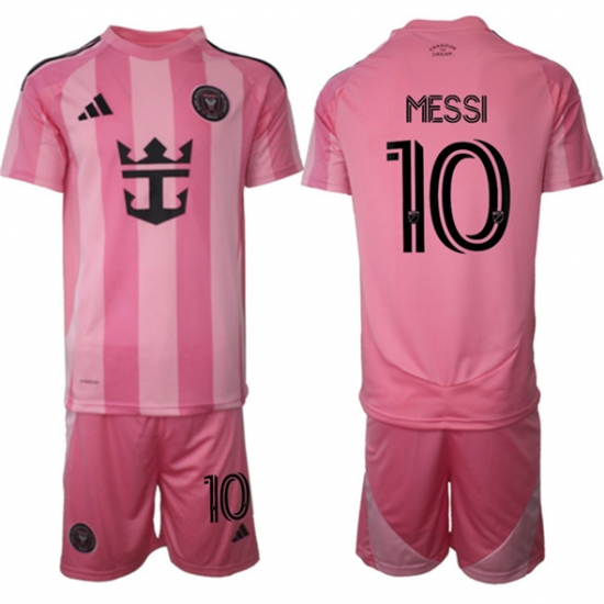 Men's Inter Miami CF #10 Lionel Messi 25-26 Pink Home Soccer Jersey Suit - Ujersey