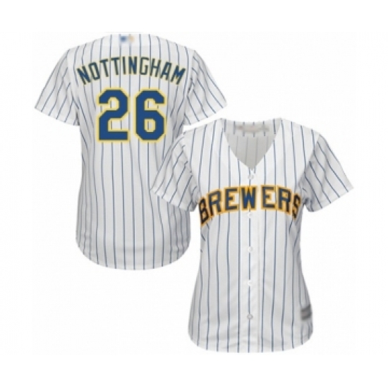 Women's Milwaukee Brewers #26 Jacob Nottingham Authentic White Alternate Cool Base Baseball Player Jersey - Ujersey