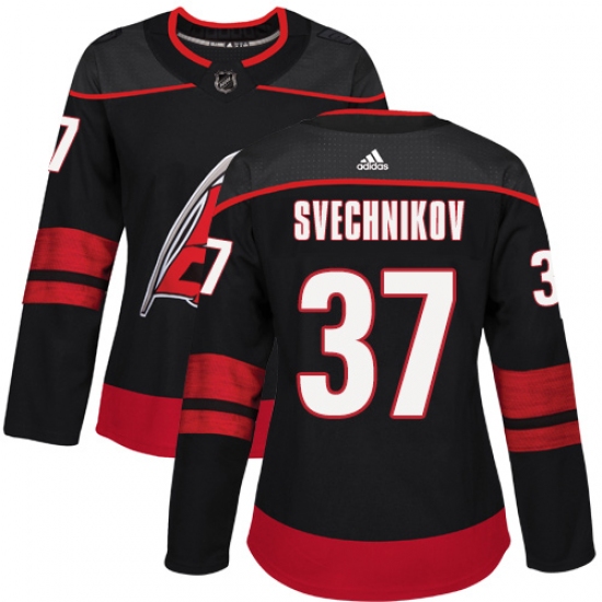 Women's Adidas Carolina Hurricanes #37 Andrei Svechnikov Authentic Black Alternate NHL Jersey - Ujersey