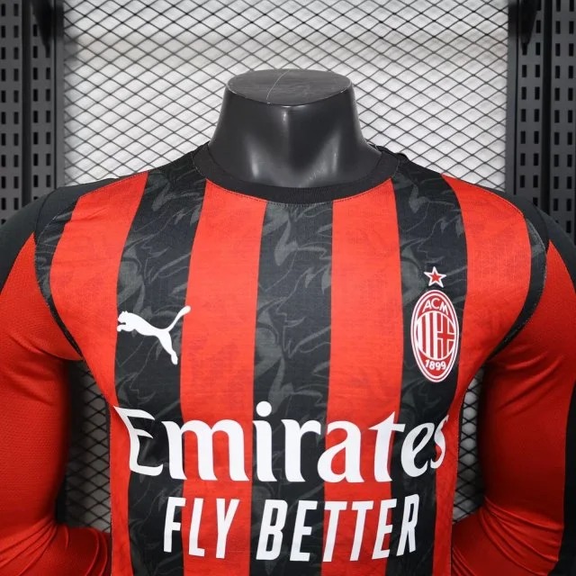 AC Milan Soccer Jersey Home Long Sleeve Shirt 2025/26 - Ujersey NHL
