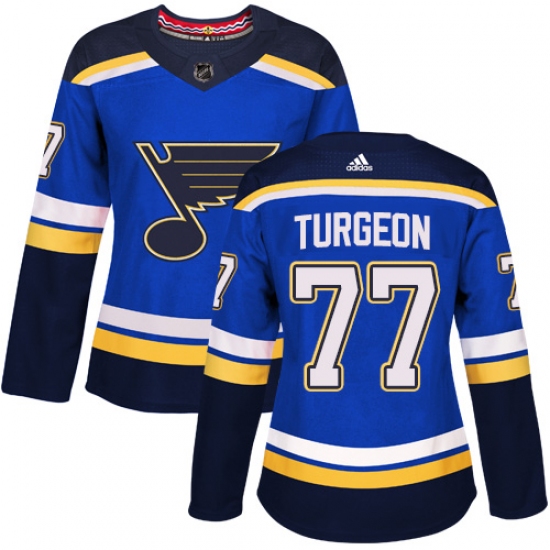 Women's Adidas St. Louis Blues #77 Pierre Turgeon Authentic Royal Blue Home NHL Jersey - Ujersey