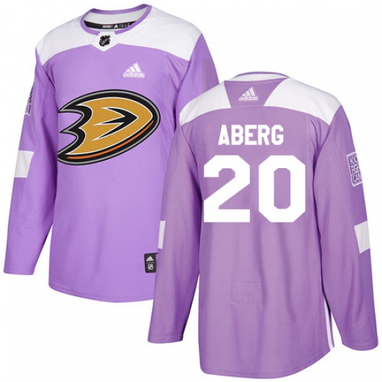 Men's Adidas Anaheim Ducks #20 Pontus Aberg Purple Authentic Fights Cancer Stitched NHL Jersey - Ujersey